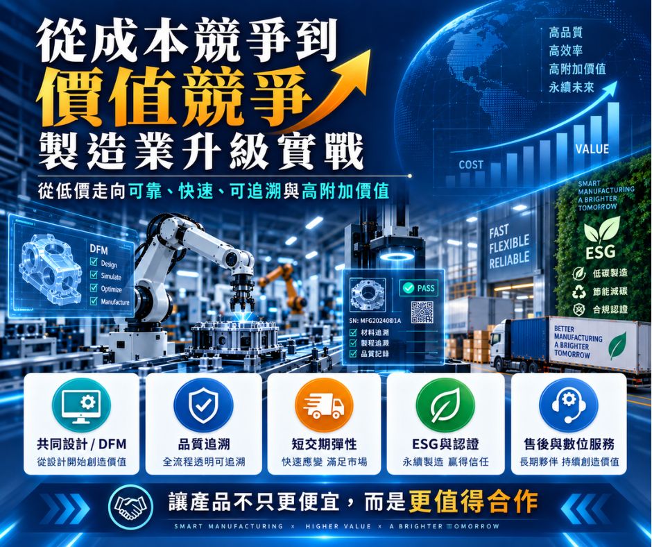 從成本競爭到價值競爭：製造業升級實戰 | 大人提、ESG輔導、搭配補助計畫、ISO驗證