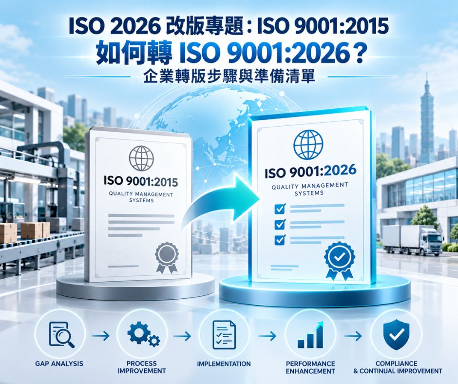 ISO 2026 改版專題：ISO 9001:2015 如何轉 ISO 9001:2026？企業轉版步驟與準備清單|大人提、ESG輔導、搭配補助計畫、ISO驗證