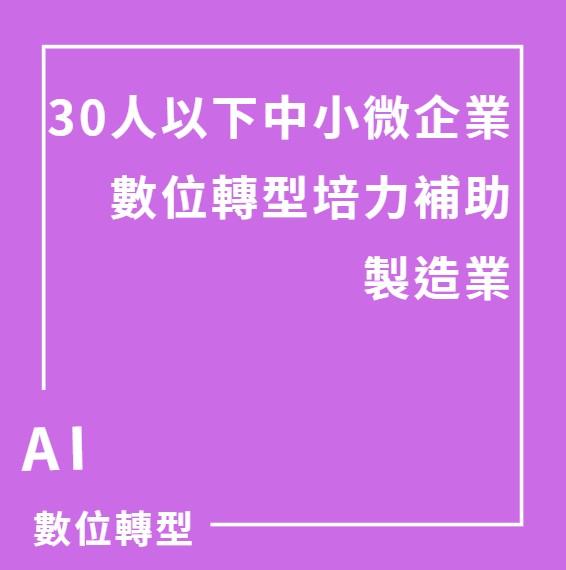 30人以下中小微企業數位轉型培力補助(製造業) | 大人提、ESG輔導、搭配補助計畫、ISO驗證